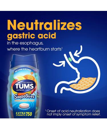 TUMS Smoothies Extra Strength Antacid Chewable Tablets - 60 Count - Assorted Fruit Flavor - Buy Online on GoSupps.com