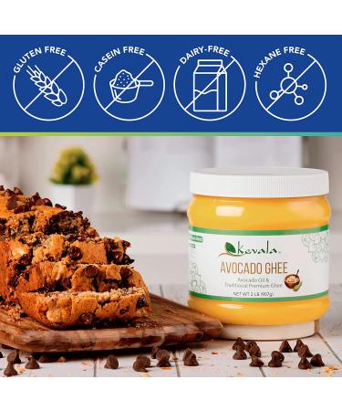 Kevala Avocado Ghee 32 Oz - High-Heat Blend of Avocado Oil and Premium Ghee - Keto, Paleo, Casein Free - 2 lb Bottle - Buy Online on GoSupps.com