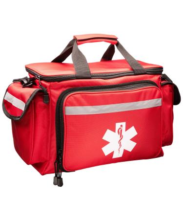 NOVAMEDIC Professional Red Empty Trauma First Aid Medical Bag  15x10x9  Multi Compartment First Responder Carrier for EMT  Paramedics  Emergency and Medical Supplies Kit