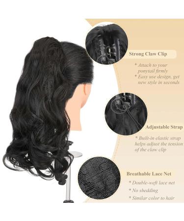 Buy 45cm Gairyan Black Ponytail Hair Extensions - Long Curly Claw Clip-in Braid for Women | Wavy Synthetic Hair - Buy Online on GoSupps.com