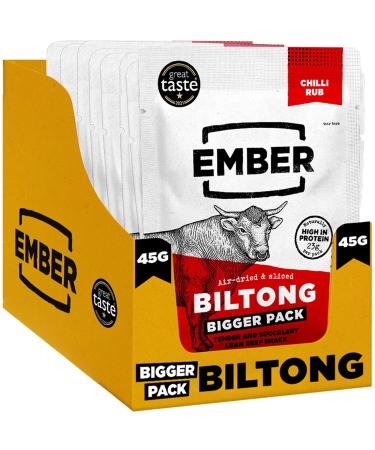 EMBER Ember Snacks: Biltong Beef Jerky Chili Flavor (8 x 45g) Keto Protein Snacks Nomad Snack