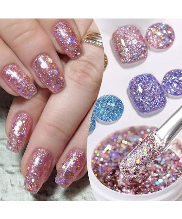  Sghtil Glitter Gel Polish | Shiny Gel for Pedicures - 8 Glitter Colors Kit for Nail Care Manicure and Pedicure Creations for Women - Buy Online on GoSupps.com