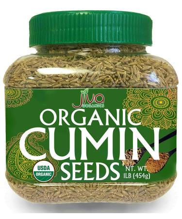 Jiva Organics Organic Cumin Seeds Whole 1 Pound Jar - Non-GMO, Pure, Vegan - Cumino 1 Pound (Pack of 1)