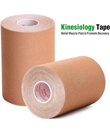 Kinesiology Tape Set - Elastic Adhesive Sports Tape (5cm/7.5cm/10cm x 5m) - 3-Pack Khaki for Muscles & Fitness - Buy Online on GoSupps.com