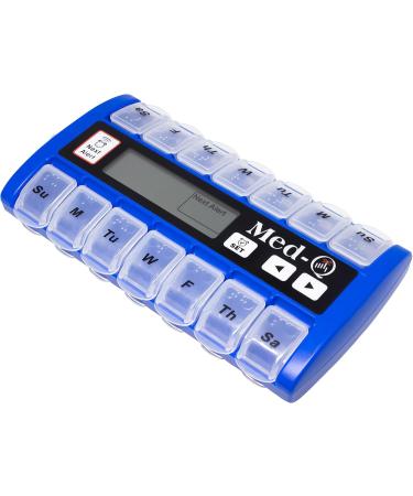Buy Digital Pill Box Organizer with 2 Beep Reminder & LED Alert - Blue | International Shipping Available - Buy Online on GoSupps.com