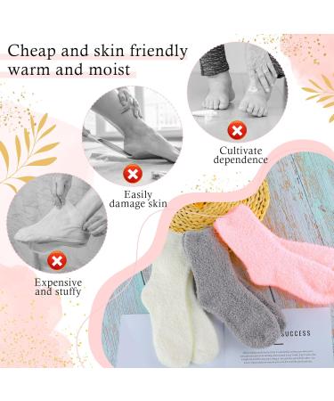 3 Pairs Aloe Vera Moisturizing Socks - Spa Treatment for Dry Feet Non-Slip Fleece Foot Care Socks for Women - Overnight Repair for Cracked Heels - Buy Online on GoSupps.com