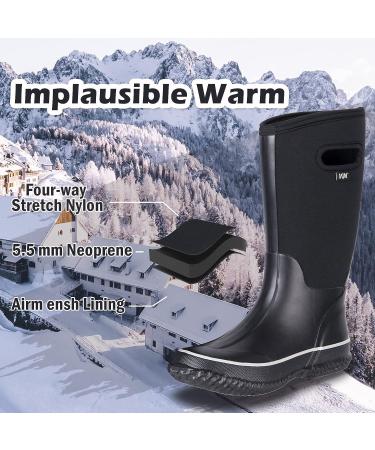 WTW Women's Knee High Rubber Rain Boots - Waterproof & Insulated Neoprene Garden Muck Boots in Mystical Black - Buy Online on GoSupps.com