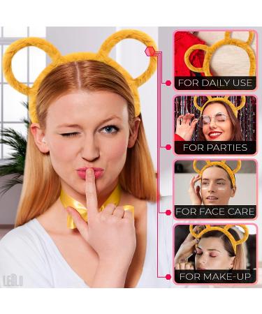 Winter Plush Headband with Bear Ears | Yellow Makeup Hair Accessories for Women - Fashion Hoop Bandana Gift - Buy Online on GoSupps.com