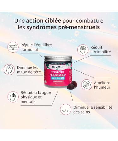 Mium Lab - Premenstrual Syndrome & Painful Periods - Highly Concentrated - Plants (Melissa Chatthorn) & Vitamins E D and B6 - 21 Day Cure - Forest Fruit Flavor - Made in France - Buy Online on GoSupps.com