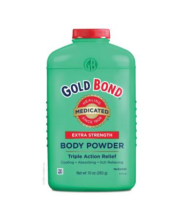 Gold Bond Extra Strength Medicated Body Powder 10 oz., Cooling, Absorbing & Itch Relief 10 Ounce (Pack of 1) Talc