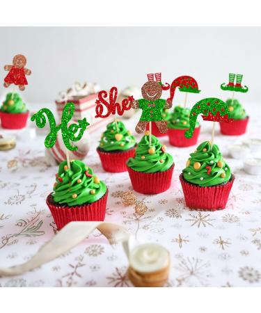 Gyufise 24Pcs Gingerbread Christmas Cupcake Toppers Glitter Gingerbread He or She Cake Topper Decorations for Christmas Theme Baby Shower Kids Birthday Party Supplies Multi-9 - Buy Online on GoSupps.com
