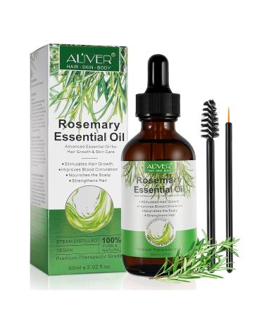 Rosemary Oil for Hair Growth 100% Pure Organic Oil for Curly Damaged Hair Improves Blood Circulation Thicker Stronger Hair 60ML