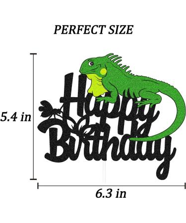 Lizard Cake Topper Lizard Animal Silhouette Happy Birthday Cake Decorations Kids Boy Girl Birthday Party Glitter Black Supplies Decor - Buy Online on GoSupps.com