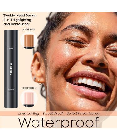 Double-Headed Highlighter Stick - 2-in-1 Waterproof Concealer & Bronzer for Face Makeup | Brightening Pencil in Lotus Color & Light Brown - Buy Online on GoSupps.com