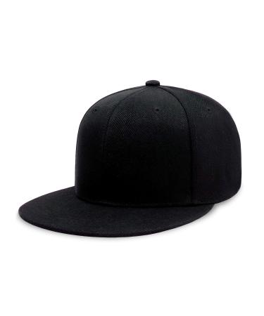 CHOK.LIDS Flat Bill Visor Classic Snapback Hat Blank Adjustable Brim High Top End Trendy Color Style Plain Tone Baseball Cap Black