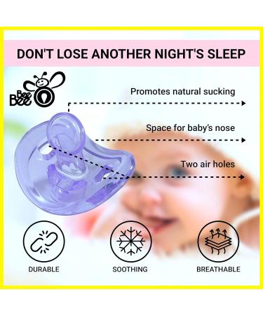 Bee Bee 6 Pacifiers 6-12 Months | Soft Silicone Orthodontic Pacifiers for Natural Sucking | BPA-Free | Pack of 6 (Clear Lilac Green) - Buy Online on GoSupps.com