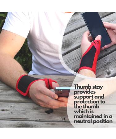 Solace Bracing Thumb Support Max - Breathable Thumb Spica Splint - XL Right Hand - Black/Red Trim - Buy Online on GoSupps.com