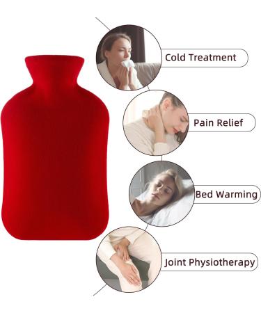 Samply 2L Hot Water Bottle with Soft Cover for Neck and Shoulder Pain Relief - Hot/Cold Therapy, Hand Feet Warmer - Red Light Red - Buy Online on GoSupps.com