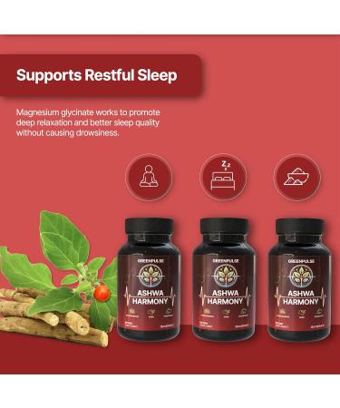 GREENPULSE LLC Ashwa Harmony Adaptogenic Blend with Ashwaghanda GABA Magnesiuym Glycinate - 120 Capsules - Buy Online on GoSupps.com