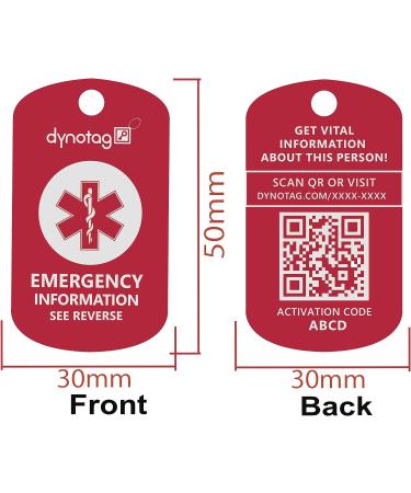 Dynotag Smart Medical ID Anodized Aluminum Pendant Set - Lifetime Service Included - Buy Online on GoSupps.com