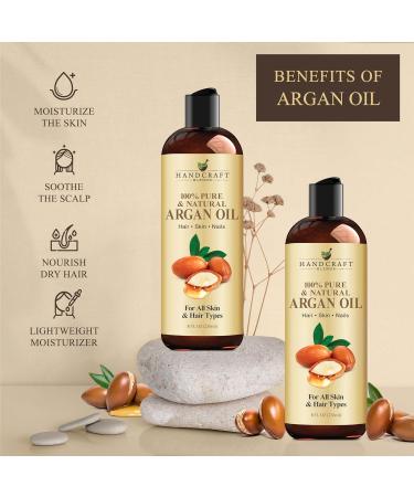 Handcraft Blends Hair Length & Shine Set: Moroccan Argan Oil (8 Fl Oz) and Rosemary Essential Oil (4 Fl Oz) 100% Pure & Natural for Split Ends Scalp Care and Glossy Hair - Buy Online on GoSupps.com