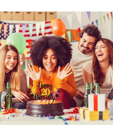 20th Birthday Cake Topper - Glitzy Happy 20 Decoration for Boys & Girls - Perfect for 20th Birthday Party & Cupcake Decor - Buy Online on GoSupps.com