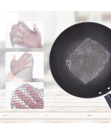 Premium 316L Stainless Steel Chainmail Scrubber for Cast Iron Pans - 4x4 inch - Ideal for Skillets, Woks, Pots, Pans, and Glassware - Buy Online on GoSupps.com