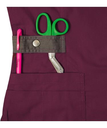 Medgear Women's 12-Pocket Scrub Set | Silver Snap Detail | Burgundy | Medium - Buy Online on GoSupps.com