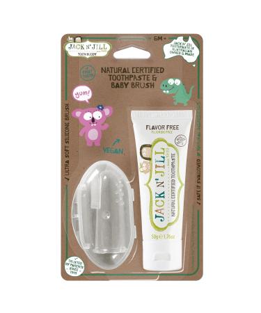 Jack N Jill Tooth Buddy | Flavor Free Natural Toothpaste & Silicone Finger Brush Set - Eco-Friendly Dental Care for Kids - Buy Online on GoSupps.com