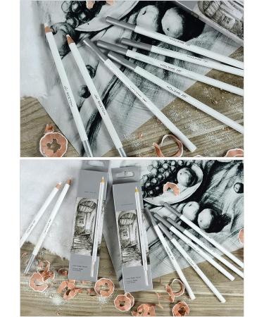 KachiKawa White Charcoal Sketch Pencil Set - 12 Count | Drawing and Painting Special Highlight Pencils - Buy Online on GoSupps.com