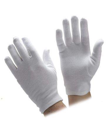 Deluxe 100% Cotton White Gloves Pair Dermatological Eczema Butler Beauty Waiters Magician by Lizzy (Large)