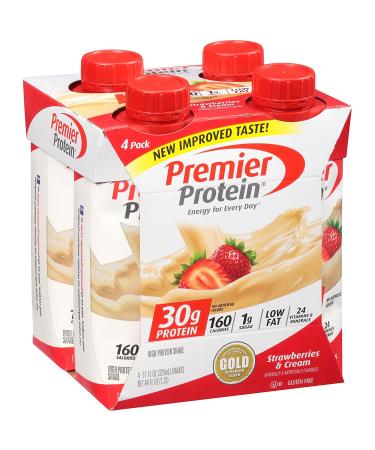 Premier Protein WTOxZF 30g Protein Shake 11 fl oz Bottle Strawberry 4 Count (2 Pack)
