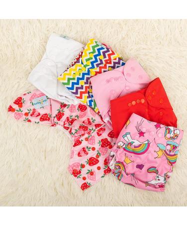 Babygoal Cloth Diaper Cover for Girls - Adjustable Reusable Covers (6pcs) + Wet Bag - Girl Color 01 - Buy Online on GoSupps.com