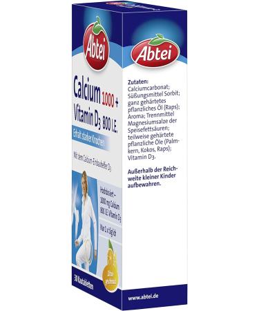 Buy Abtei Calcium 1000 + D3 Osteo Vital Chewable Tablets - 30 Count (113g) for Strong Bones | International Shipping Available - Buy Online on GoSupps.com