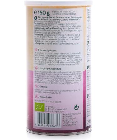  Naturata Lupin Guarana Instant Coffee - Box 1 x 150 g - Buy Online on GoSupps.com