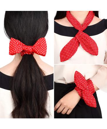 Retro 1940s Head Scarf Set - Red Black Boho Bow Headbands for Women - Vintage Rabbit Ear Hairband - Lovely Dot Design - Buy Online on GoSupps.com