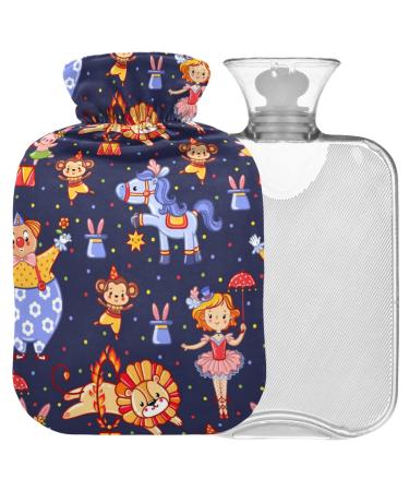 Naanle circus animal unicorn lion heat bottle with reference transparent hot water bottle 1l warm steadel for bed hand feet warmer pain relief heat and cold therapy