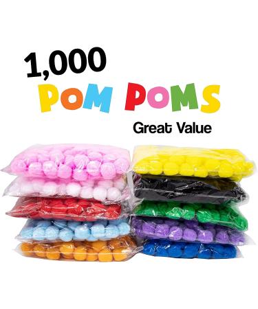 1000 Pieces 1 Inch Pom Poms for Crafts - 10 Assorted Colors - Puff Balls - Separated by Bag - Buy Online on GoSupps.com