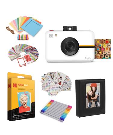 Kodak Step Instant Camera with 10MP Image Sensor, Zink Zero Ink Technology (White) Bundle: Photo Album, Case, 20 Pack Zink Paper, Markers, Stickers. Starter Bundle White - Buy Online on GoSupps.com