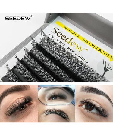 SEEDEW 5D Lash Extensions 0.07mm D Curl 11mm 12 Rows/Tray W Shape Flat Stem Korean PBT Volume False Eyelashes Grafting for Beginner Artist Lash Tech Beauty Salon(5D-Matte Black-0.07-D-11mm) 5D 0.07D 11mm Black - Buy Online on GoSupps.com
