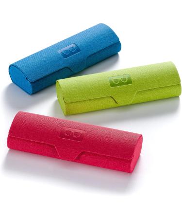 FEFI Sturdy Hardcase Glasses Case - Colorful Blue Linen Look | Durable & Stylish Eyewear Protection - Buy Online on GoSupps.com