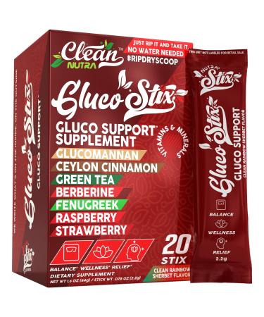 Clean Nutraceuticals Ceylon Cinnamon Powder Green Tea Extract Glucomannan Berberine Supplement Chromium Picolinate Apple Cider Vinegar Rainbow Sherbet Powder Sticks - 20 Count 1