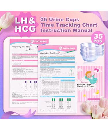 SYNTHGENE Ovulation & Pregnancy Test Strips - 25 LH & 10 HCG Accurate Tracking Early Detection - 35 Count with Urine Cups - Buy Online on GoSupps.com