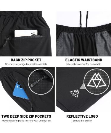 Haimont Men's Running Shorts 7 - Quick Dry Lightweight Athletic Shorts with Zipper Pockets - Black - Size Medium - Buy Online on GoSupps.com