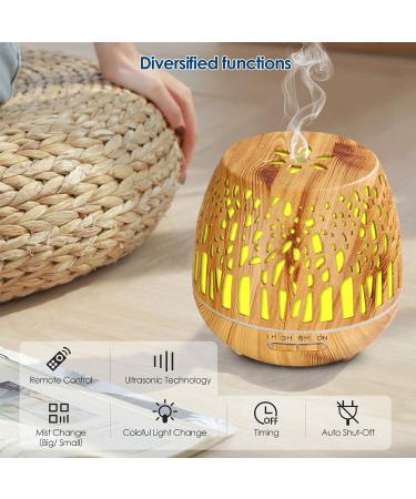 Simpeak 400ml Aroma Diffuser - Ultrasonic Essential Oil Humidifier with Remote Control - Wood Grain Design for Aromatherapy - Perfect for Home & Office - Buy Online on GoSupps.com