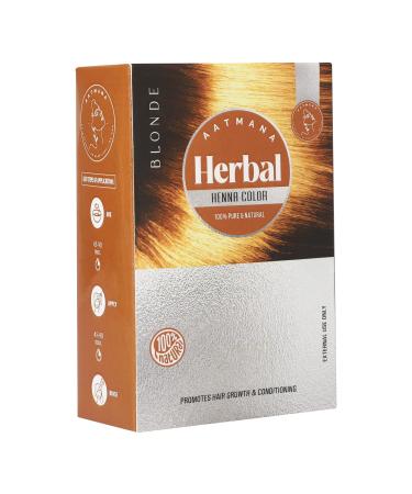 AATMANA Herbal Blonde Henna Hair Color with Goodness of 9 Herbs | Blonde Henna Mehndi for Hair Make Hair Soft & Shiner Natural Hair Color for Men & Women 100g