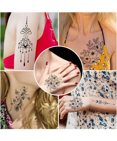 Cerlaza Temporary Tattoos for Women - 66 Sheets Henna Flower Designs | Waterproof, Long Lasting Semi Permanent Fake Tattoos - Buy Online on GoSupps.com