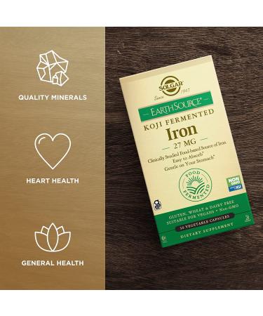 Solgar EarthSource Koji Iron 27mg - 60 Veg Capsules | Fermented Food Supplement - Buy Online on GoSupps.com
