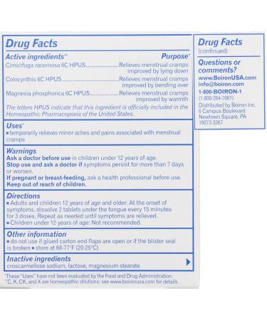 Boiron Cyclease CRAMP Tablets - Relief for Menstrual Discomfort - 60 Count | Buy Internationally - Buy Online on GoSupps.com