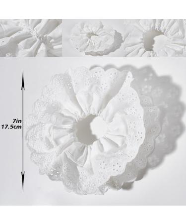 White Lace Large Hair Scrunchies for Women - Elastic Soft Hair Ties for Thick Hair - Bulk Scrunchie Accessories for Girls - Buy Online on GoSupps.com